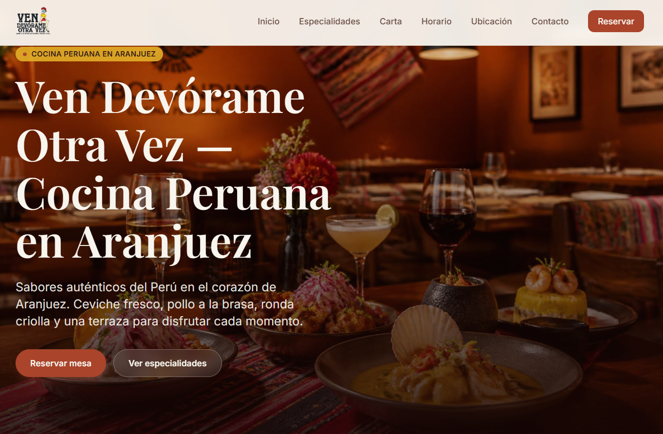 Captura del proyecto Devórame Web